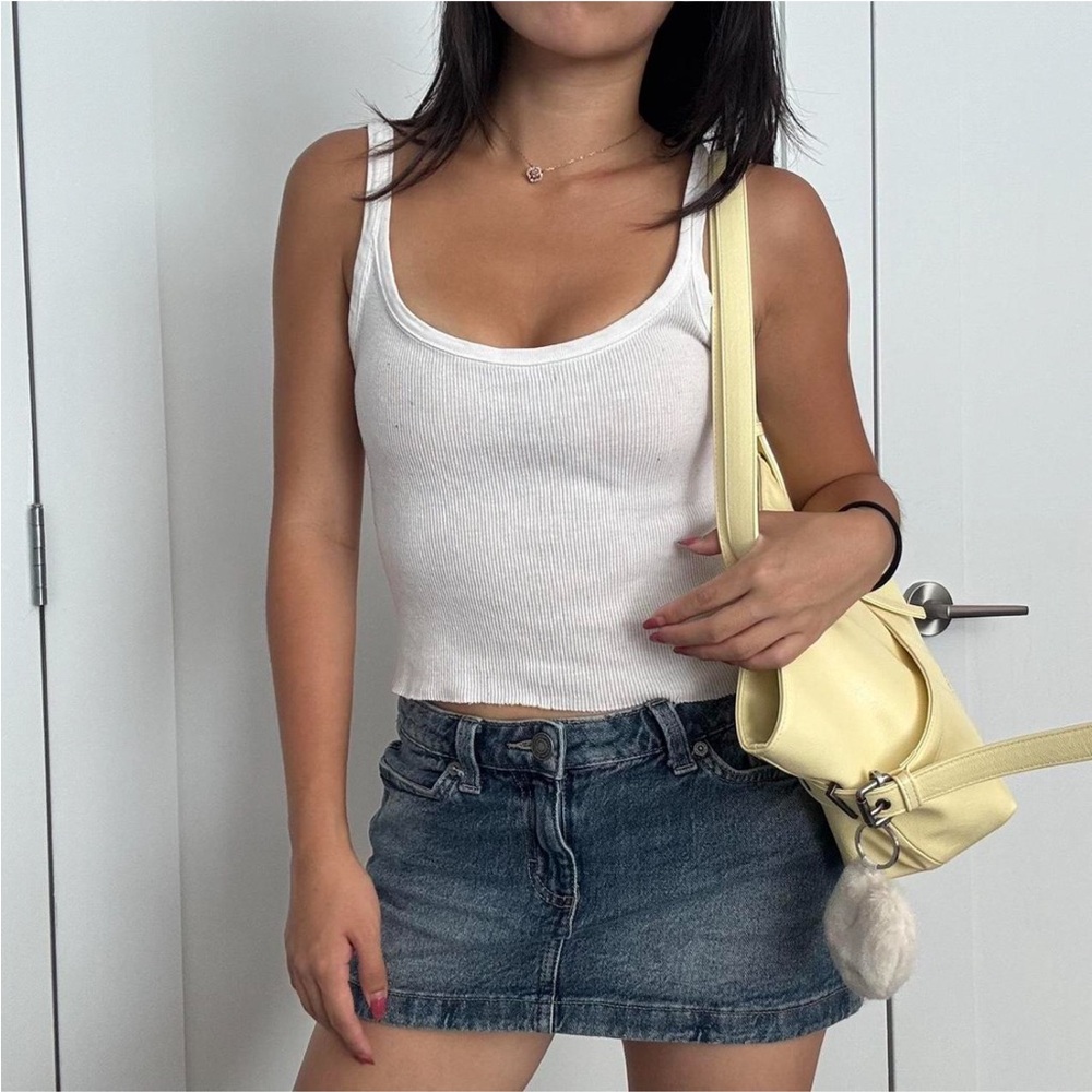 White Ribbed Tank Top